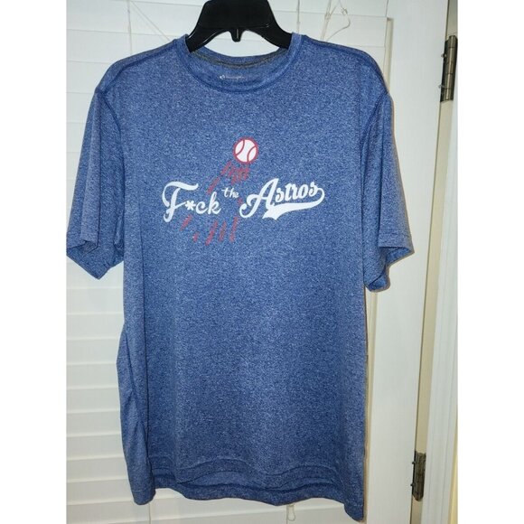 Novelty tee shirt F*CK THE ASTROS adult LARGE eddie bauer los angeles dodgers - Picture 1 of 8